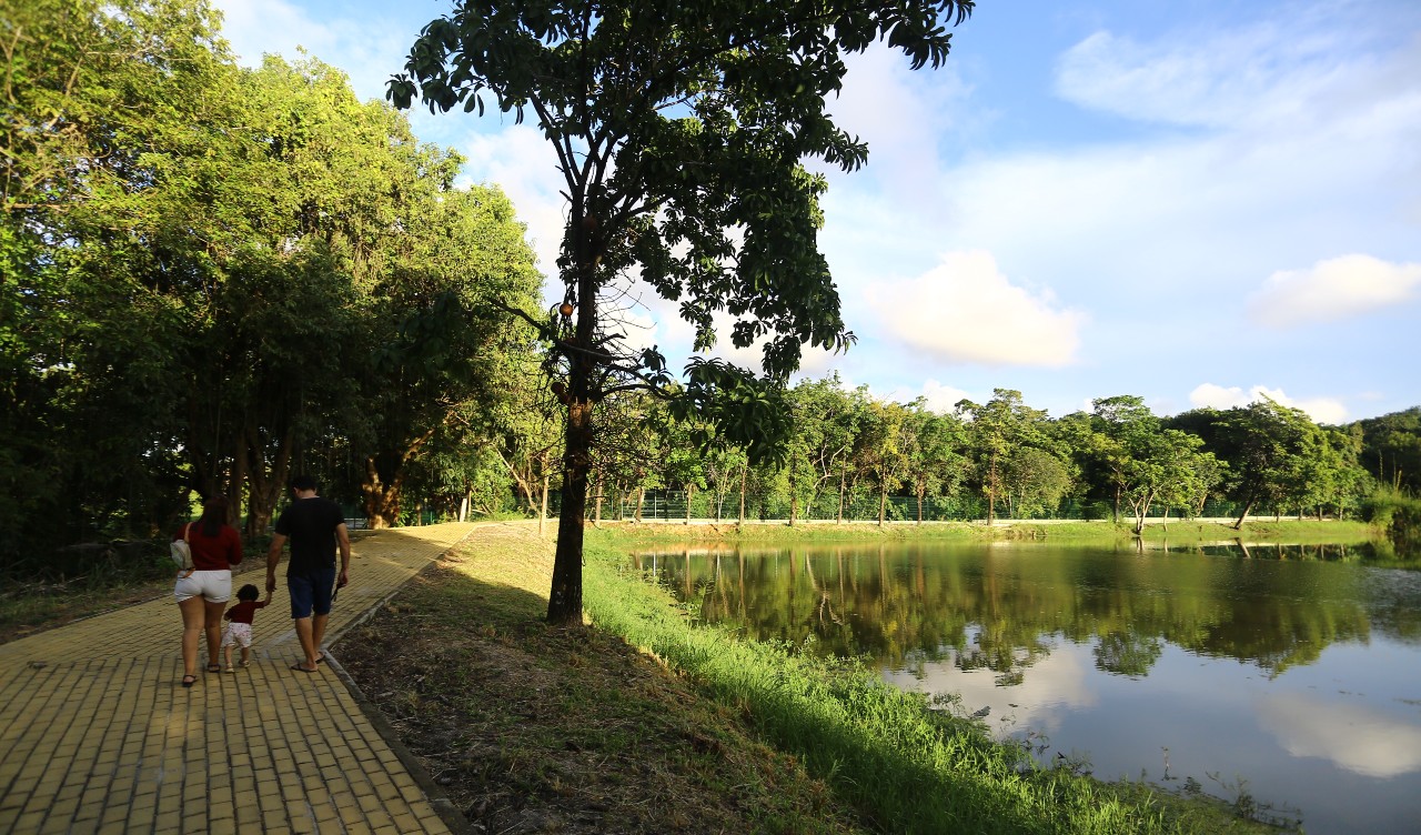 família passeando pelo parque passaré